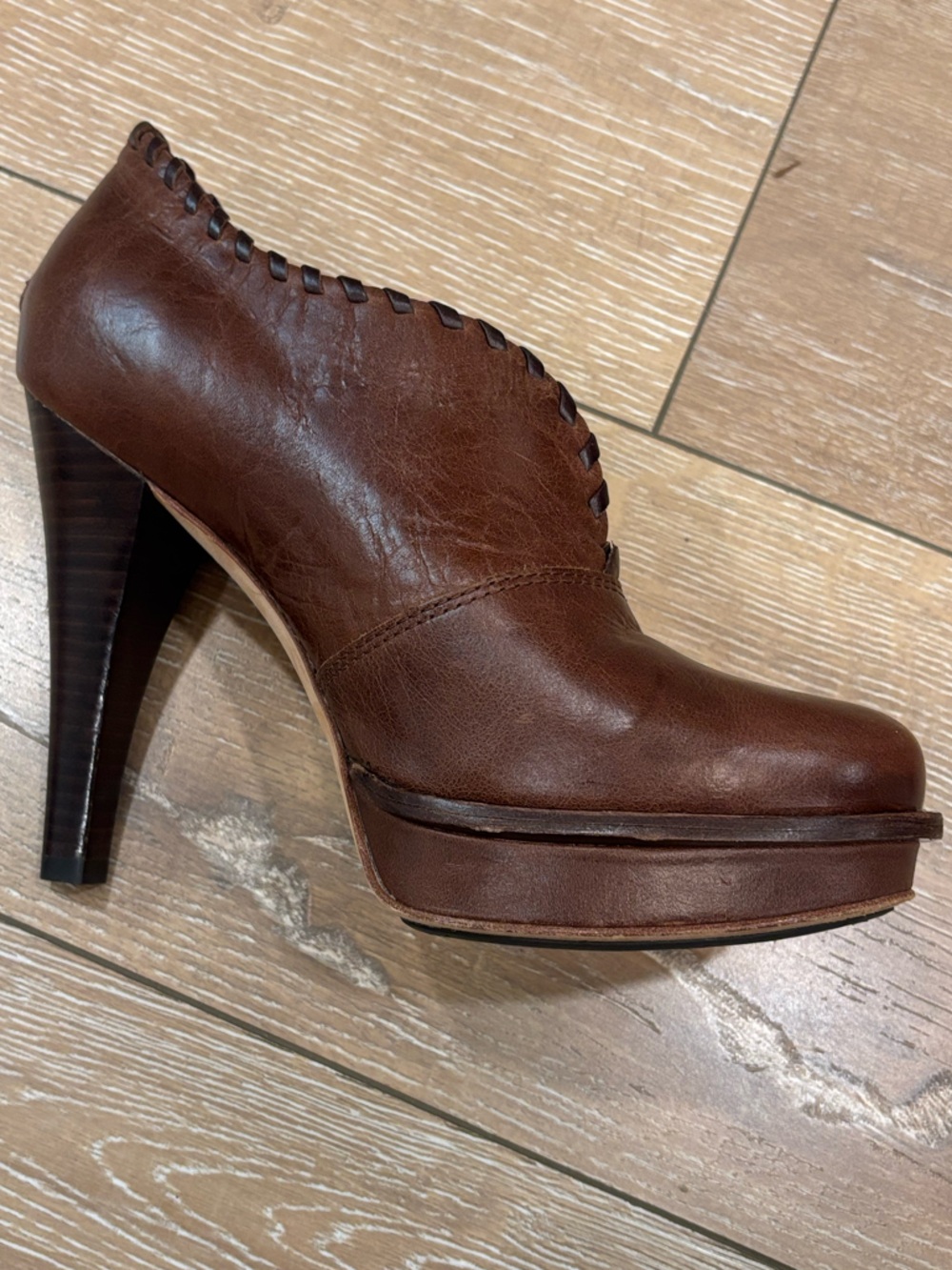 UGG Australia Jamison Brown Leather Whipstitch Platform Booties - Picture 8 of 14